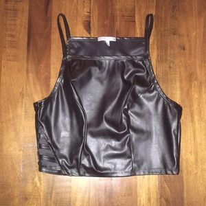 Faux leather crop top